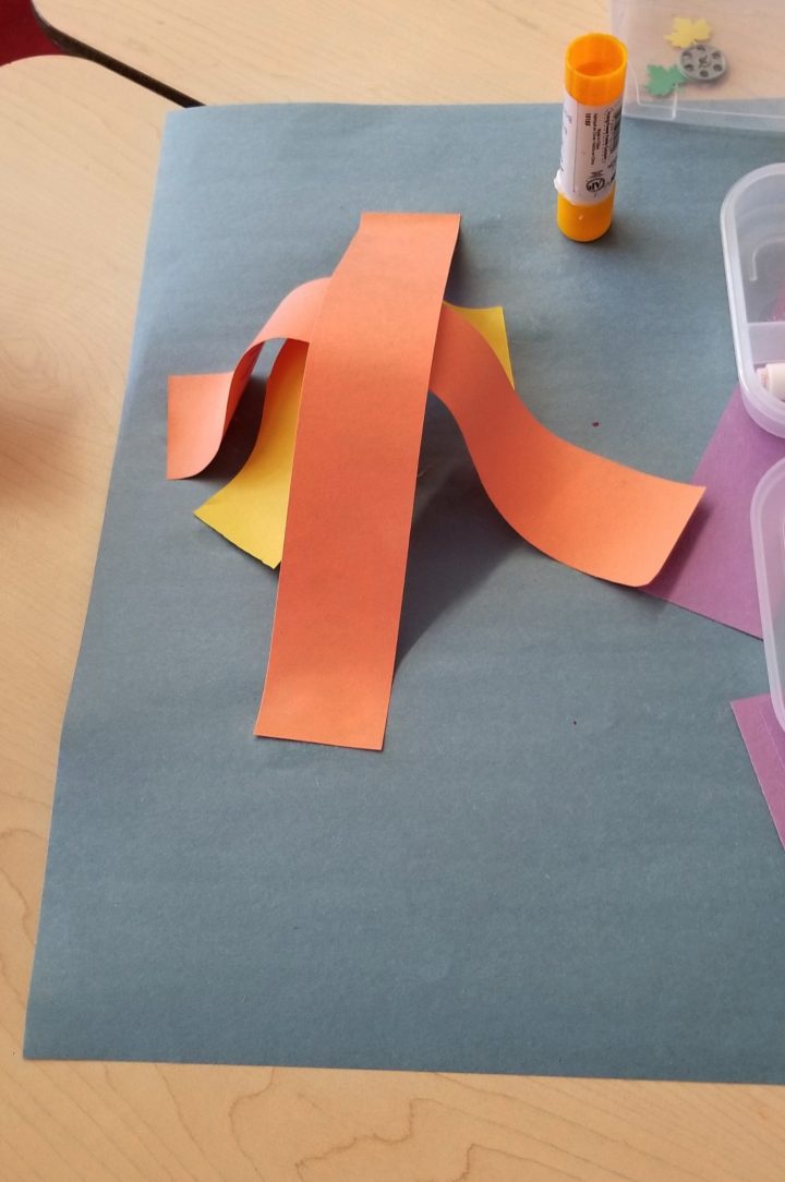 stem lesson shows a roller coaster hill made from construction paper.