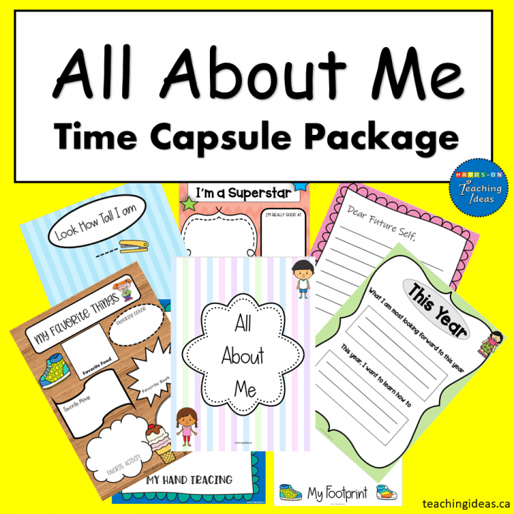 time capsule for kids shows an all about me time capsule image.