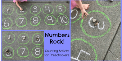 number game for kids shows number printed on the ground in chalk.