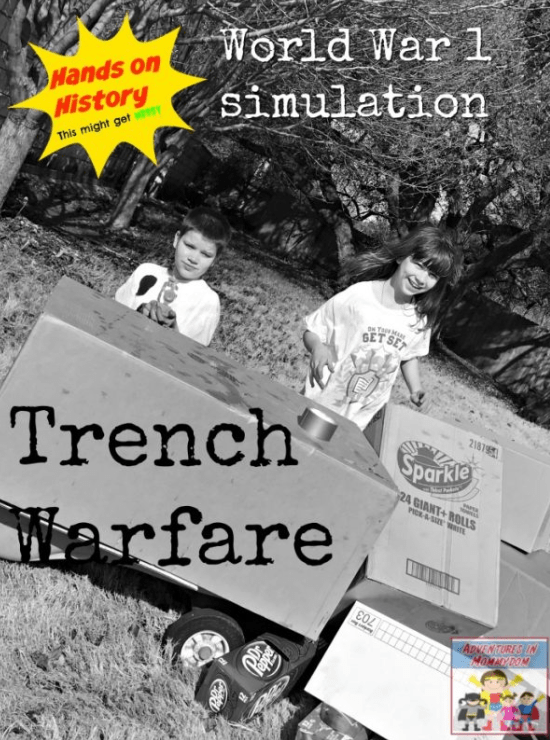 outdoor learning activity shows child in an outdoor word war 1 simulation.