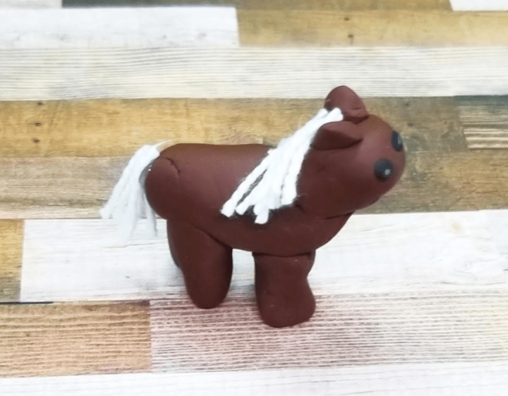 crafts for kids shows a clay horse.