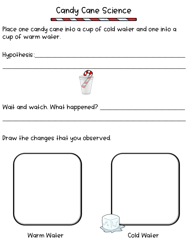 easy science projects with candy canes shows a worksheet for the activity.