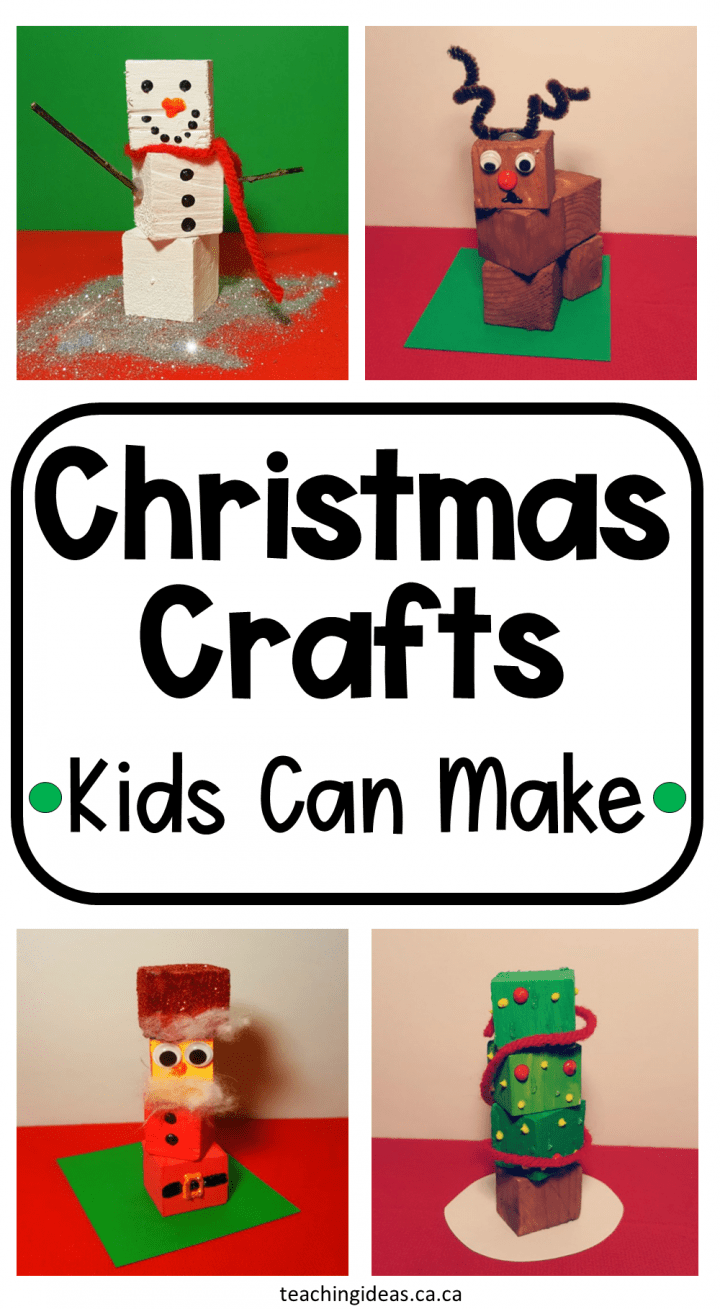 christmas activities shows christmas crafts using wooden blocks.