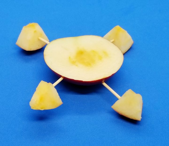science experiments for kids shows a boat made from an apple.