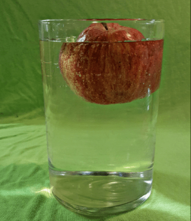 science experiments for kids shows a floating apple.