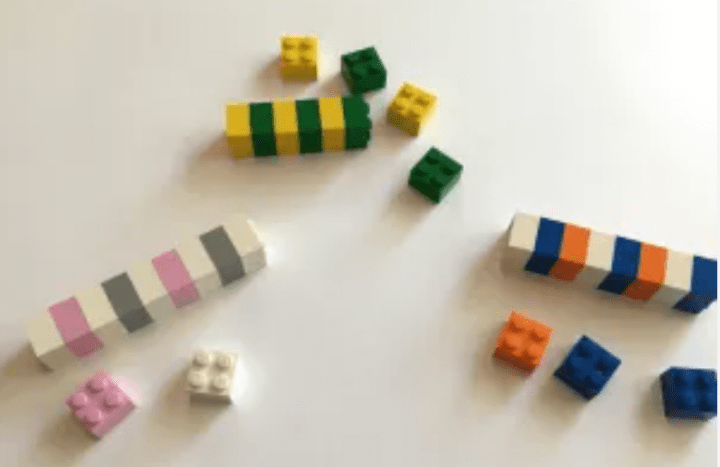 coding for kids shows three sections of Lego and each has a pattern.