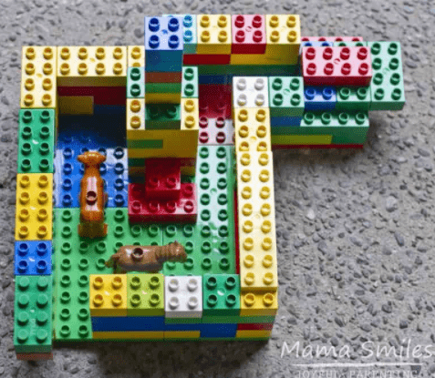 STEM activity shows a lego structure.