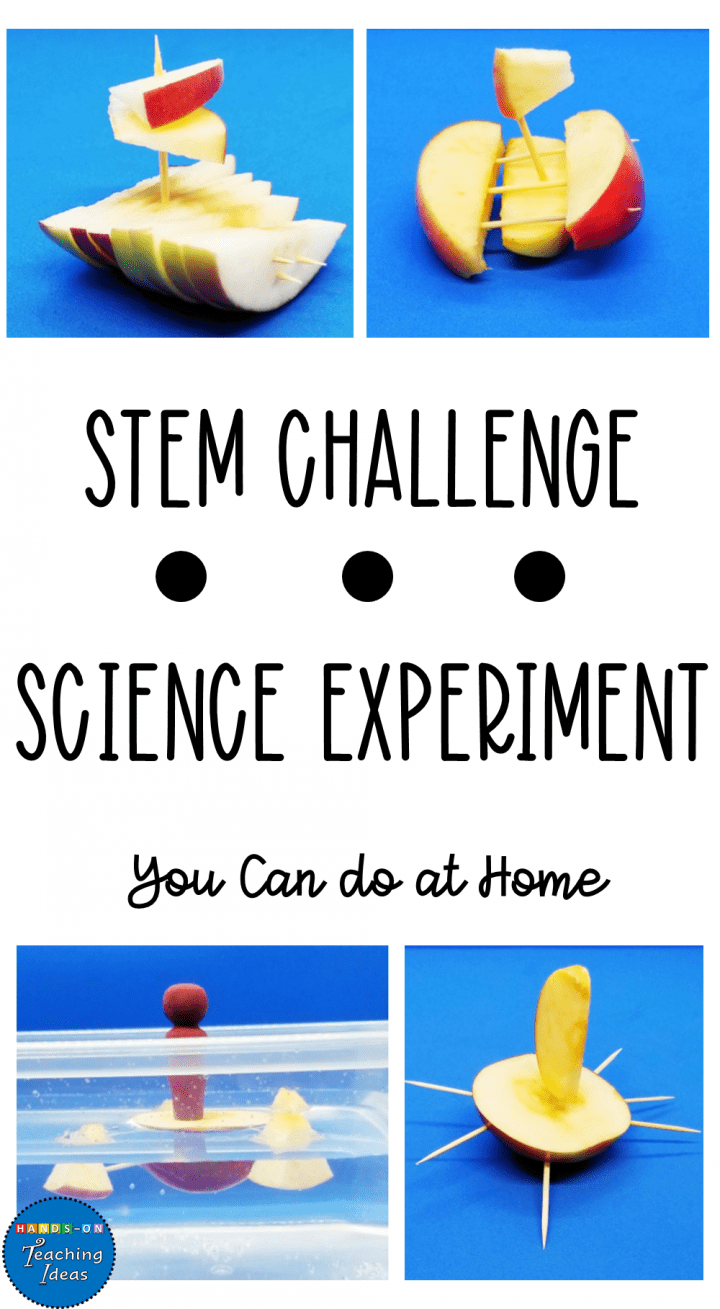 science experiments for kids shows a Pinterest pin collage of apple boats.
