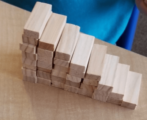 family games to play at home shows a staircase made from blocks.