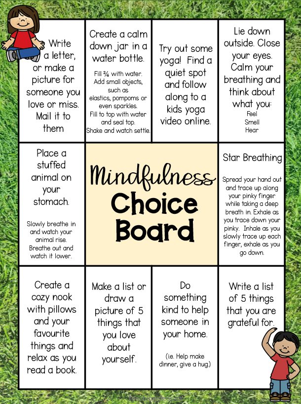 mindfulness choice board
