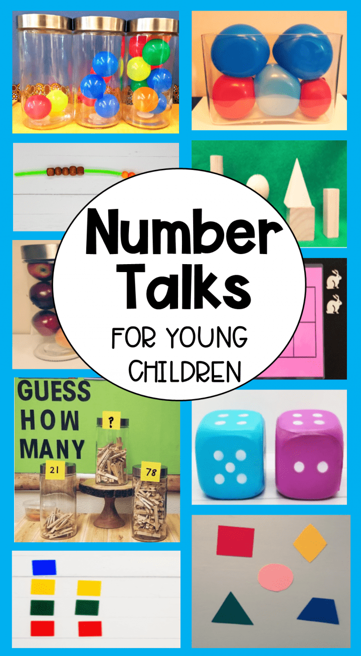 number talks pinterest pin collage of activities.