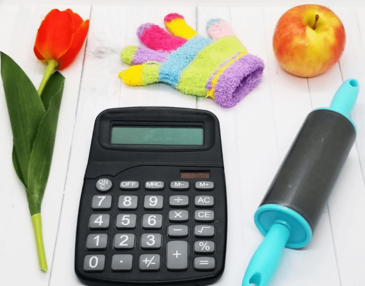 family games to play at home shows a rose, glove, apple, rolling pin and calculator.