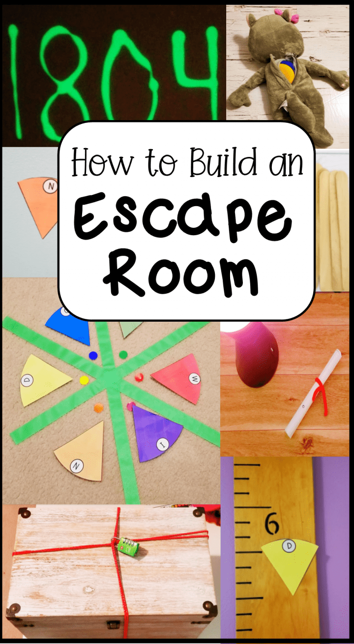 how to make an escape rooms pinterest pin of a collage of puzzles from the room.