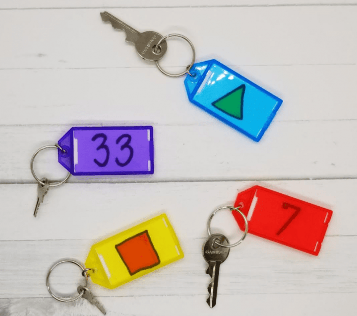 escape room ideas shows four sets of keys with numbers on each.