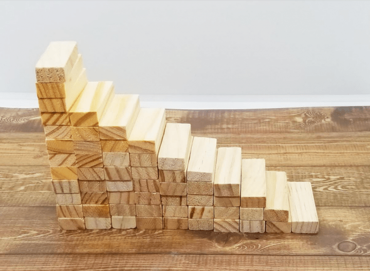 stem shows a staircase made from wooden blocks.