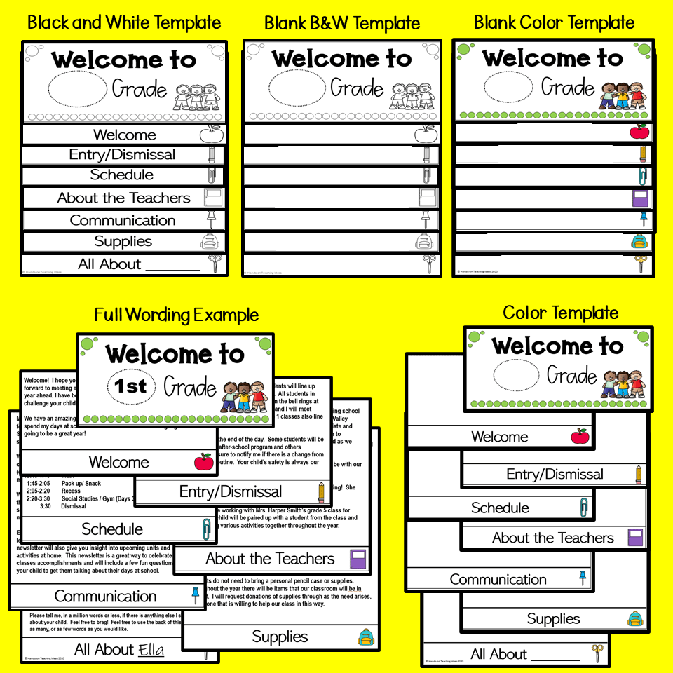 Welcome Back to School Parent Information Template Flip Book - Hands-On  Teaching Ideas