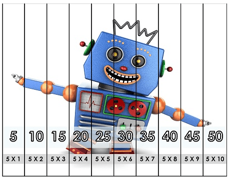diy puzzles for kids shows a robot puzzle in strips.