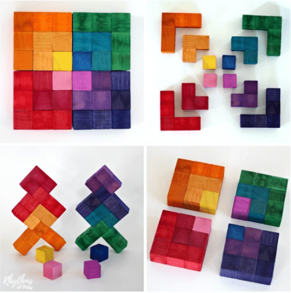 diy puzzles shows colorful puzzles from wooden blocks.