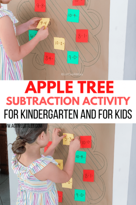 first day of school ideas shows an apple tree subtraction activity.