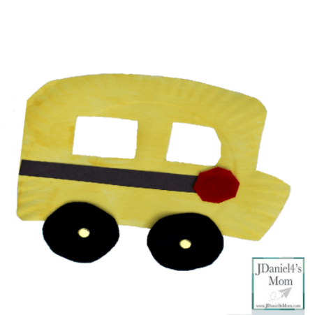 back to school activity shows a bus made from paper plate.