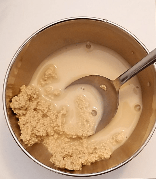 science experiment for kids shows a bowl with yeast and water.