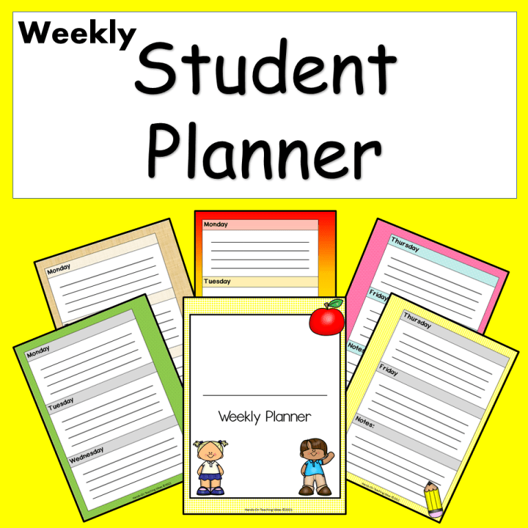 Student Planner Weekly Calendar Template - Hands-On Teaching Ideas
