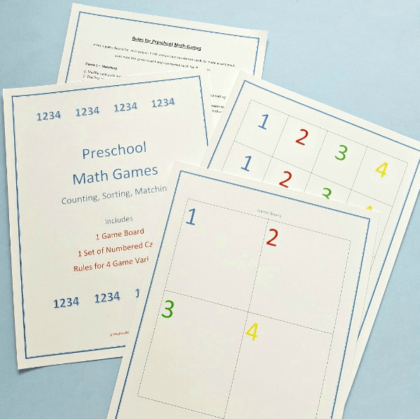 kindergarten math sheets shows preschool math games and tables with numbers on them.
