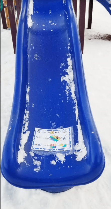 A blue slide with a printable escape room for kids clue at the bottom.