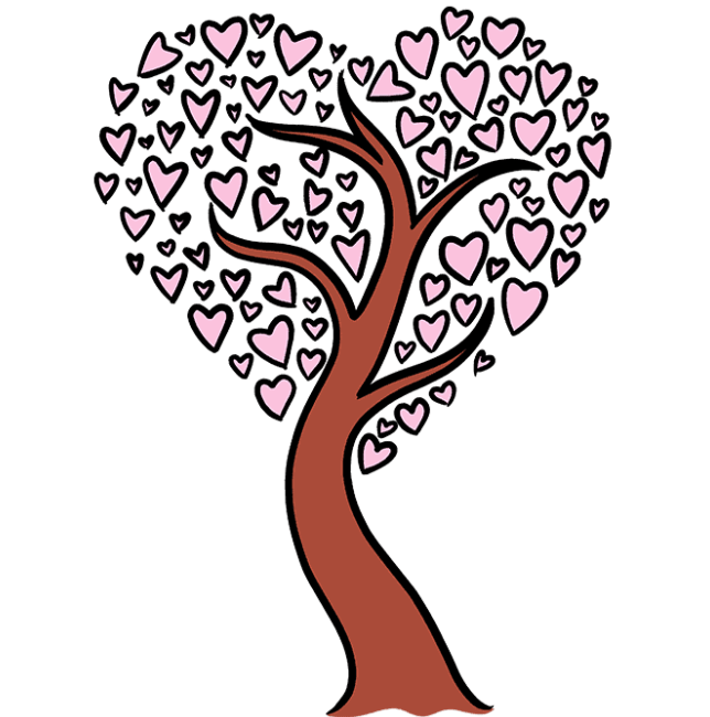 stem activity a tree with pink heart leaves