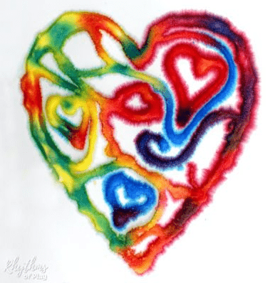 Valentines day stem activities a bright and colorful heart made from salt to give it a textured look