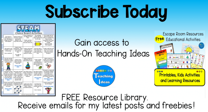 hands on teaching ideas shows a subscribe button.