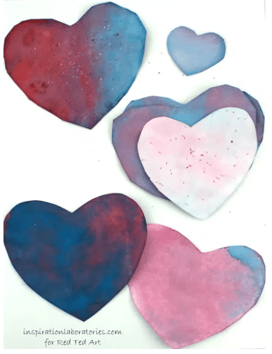 steam activity six colorful hearts of different sizes made from paper