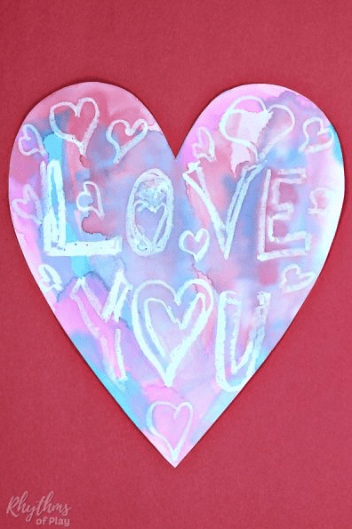 stem art activity a heart shaped card that says i love you
