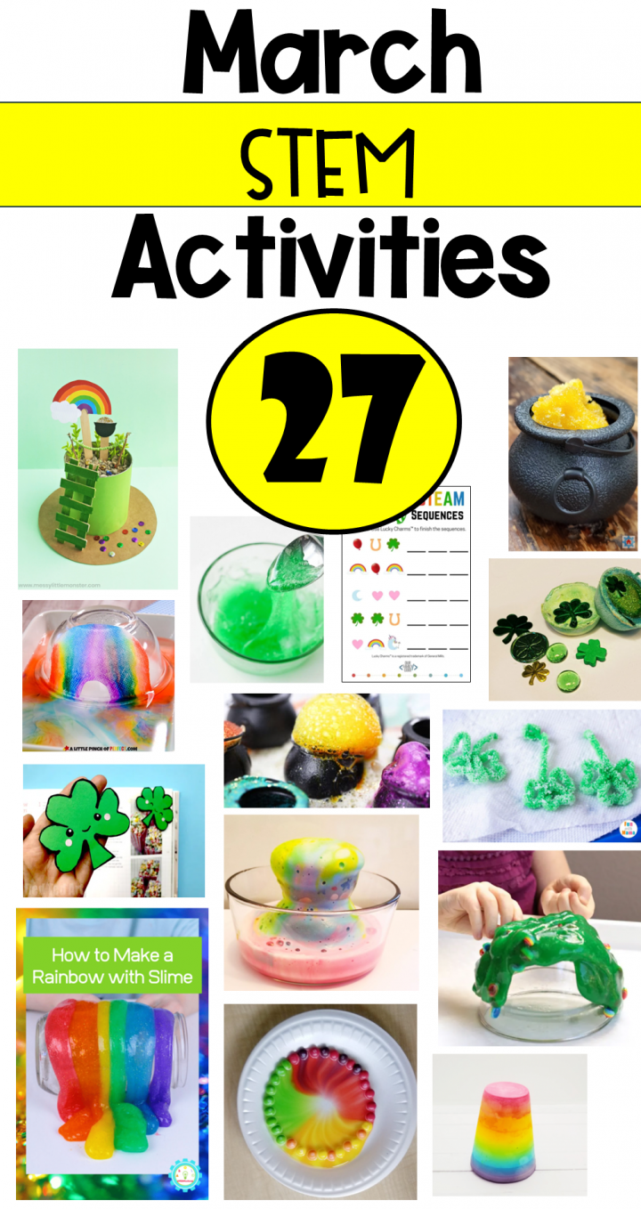 March STEM Activities shows a pinterest pin collage of activities.