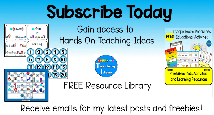 winter outdoor learning activities shows a box to click to subscribe and the printables included.