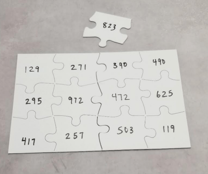 escape room ideas shows a completed puzzle with a left over piece