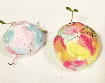 spring STEM activities shows two colored balls with a sprout out of them