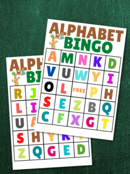 alphabet games shows  alphabet bingo cards.