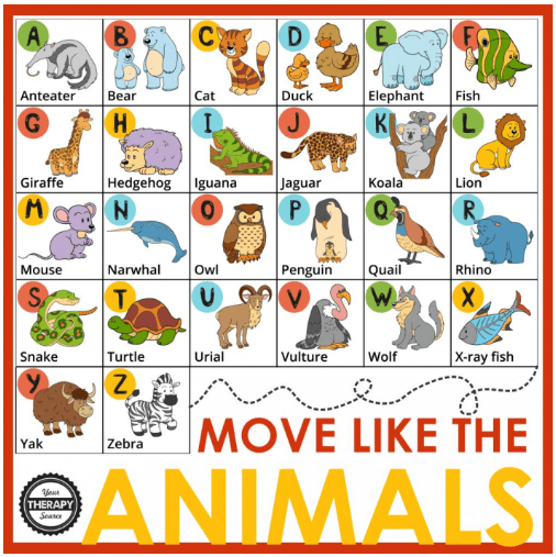 phonemic awareness shows the alphabet with an animal for each letter