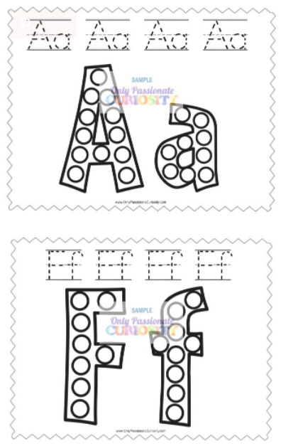 alphabet cards shows printable cards for the letter a and f