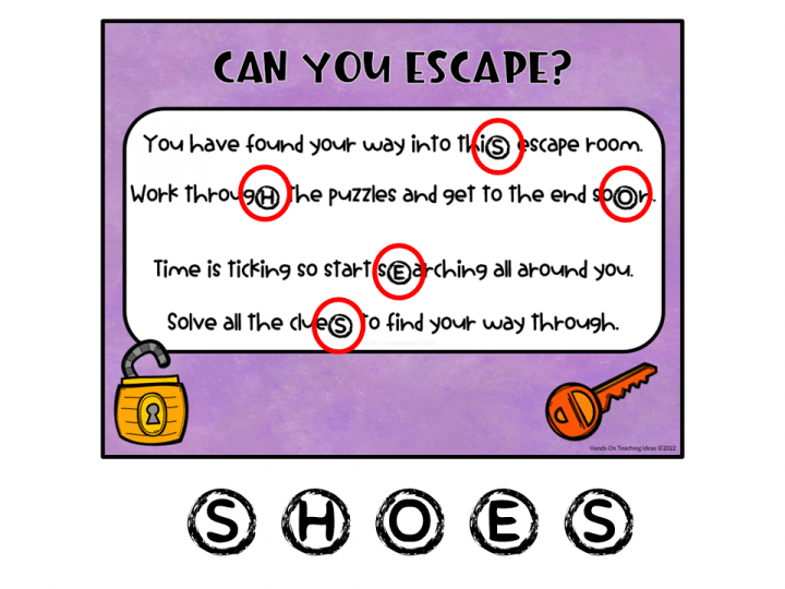 escape room shows a puzzle page that says can you escape