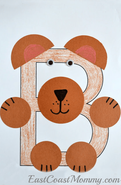 letter art shows the letter b turned into a bear craft