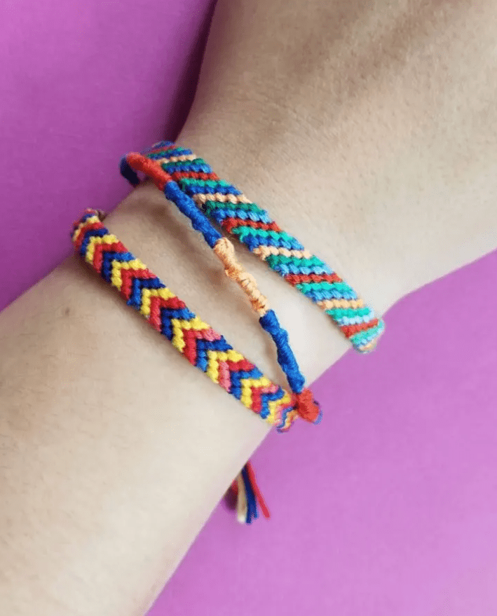 arts and crafts for kids shows three friendship bracelets