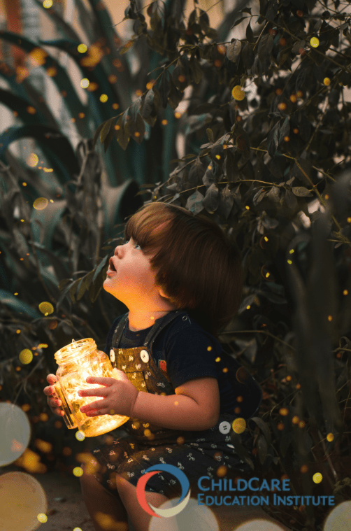 mindfulness activity shows a child holding a glowing jar