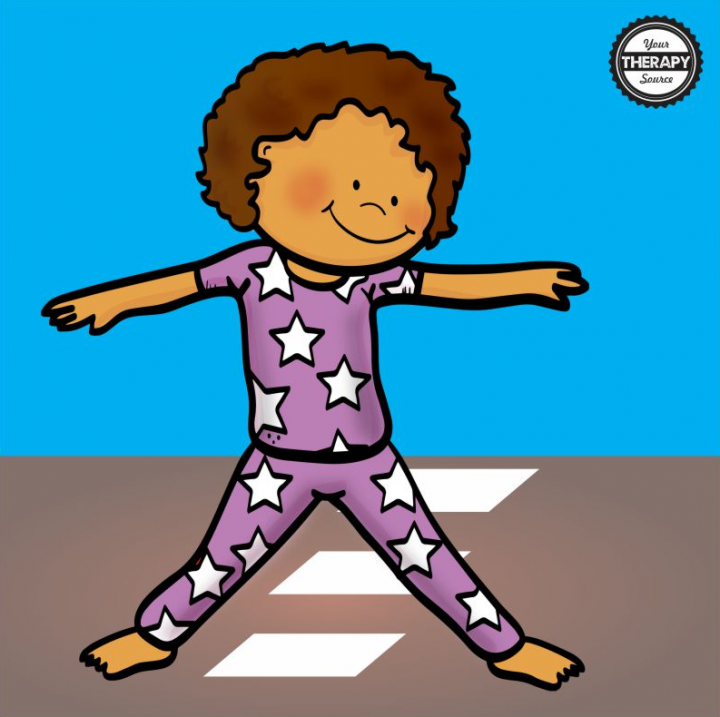 fitness activities to do with paaper shows a child doing yoga but clipart.
