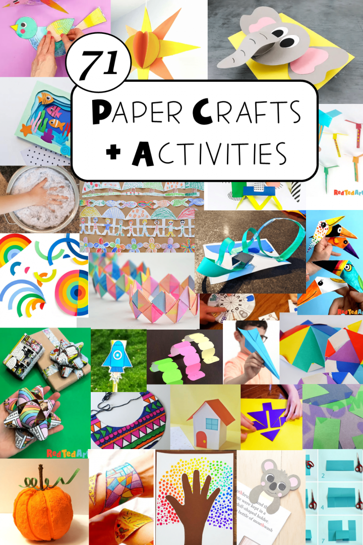 paper crafts and activities shows a collage of paper crafts.