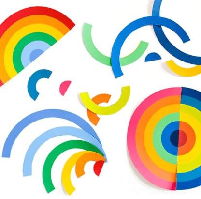 paper crafts and activities shows a deconstructed rainbow collage.