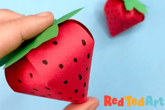 paper crafts and activities shows a strawberry.