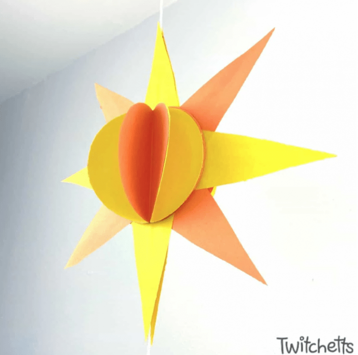 paper crafts and activities shows a sun craft.