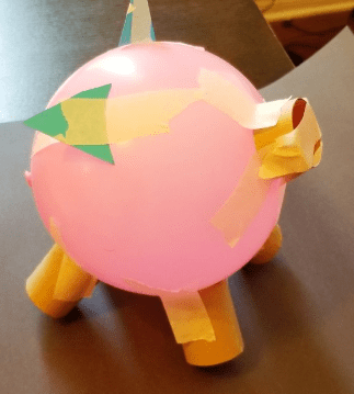 paper mache ideas shows a pig shape ready to be covered in paper mache